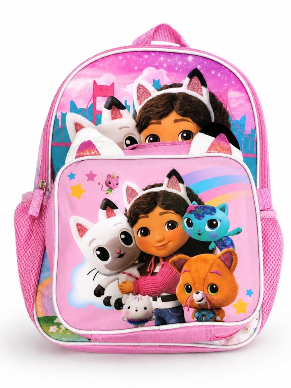 Gabby's Dollhouse Girls Backpack Detachable Lunch Bag Pink Kids School Backpack
